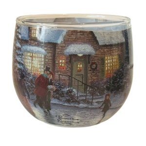 Thomas Kinkade Candle Holder Cottage candleholder Christmas figurine Carol skate